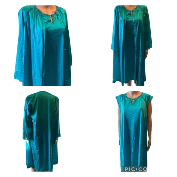 Vintage Vanity Fair 2 Pieces Set Garment Nylon Lingerie Nightgown Women Size M - Picture 1 of 11